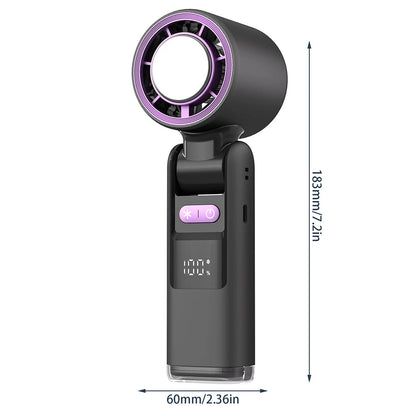 Ventilador de mano Cooliox Mini - 100 turbinas - Pantalla digital - Plegable - Batería 4000mAh - USB carga