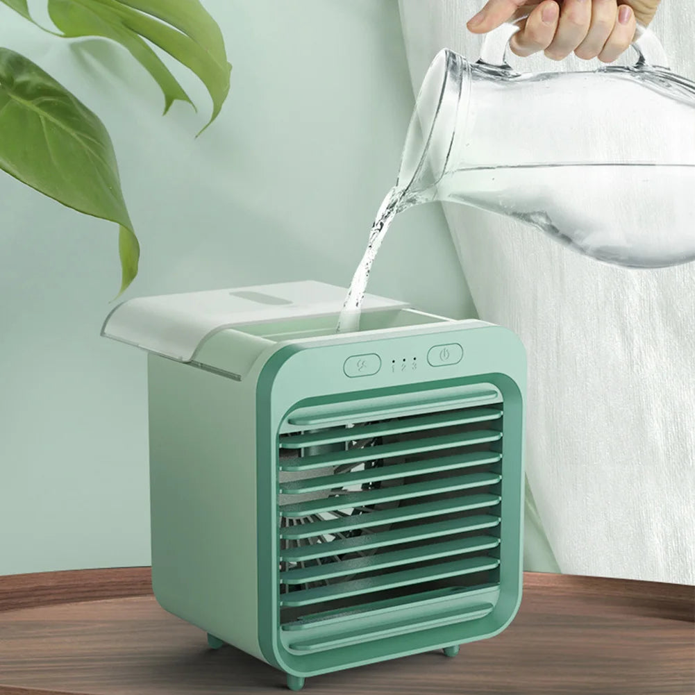 Coolivio Mini Aircooler - Ventilador portátil 3 en 1 - Humidificación y refrigeración - Batería 2500mAh