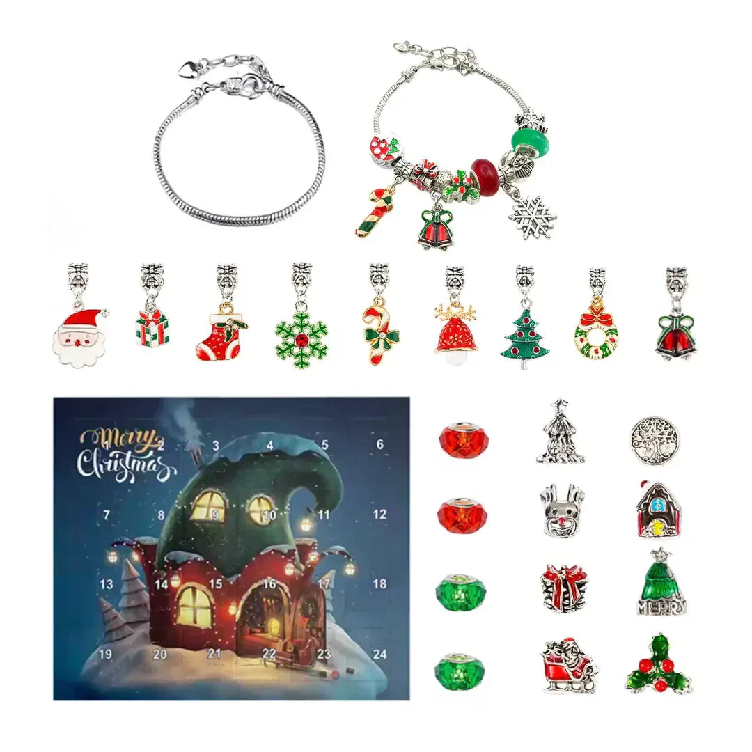 CharmXmas – Calendario dell'Avvento 2025 con Set di Braccialetti Fai-da-te e 24 Sorprese Brillanti