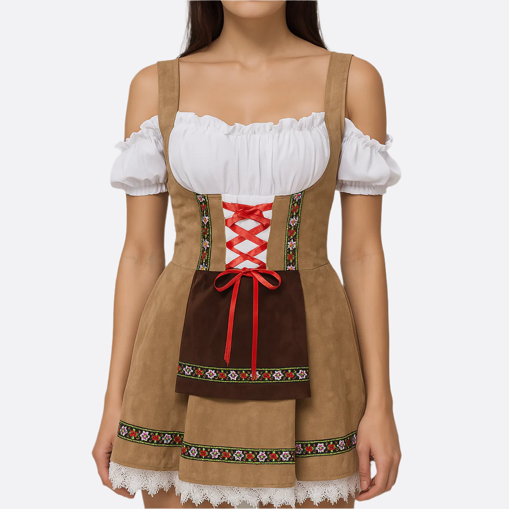 Vestido Mini Dirndl para Damas - Material Ligero - Elegante Moda Trachten para Oktoberfest