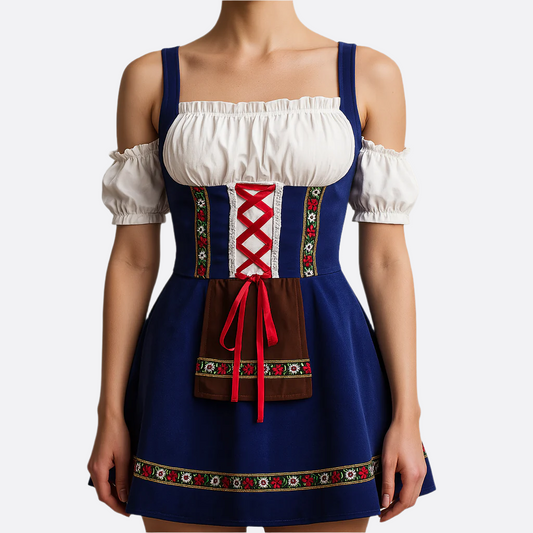 Vestido Dirndl Sin Hombros - Materiales Suaves - Trachten de Oktoberfest