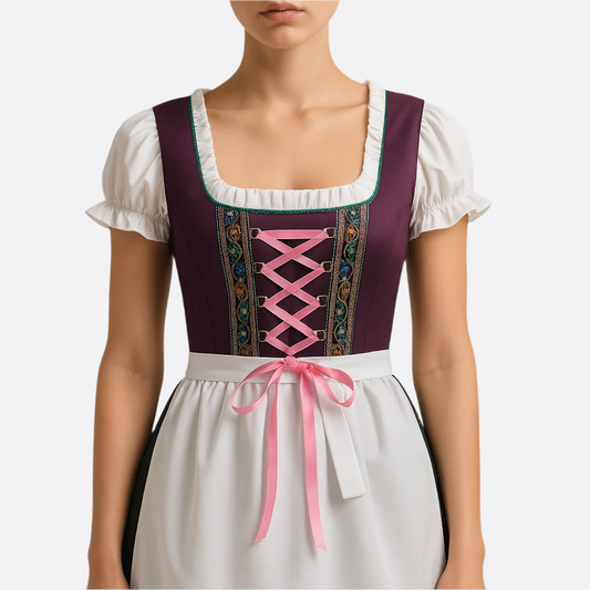 Vestido Dirndl para Damas - Materiale Transpirable - Estilo Tradicional de Oktoberfest