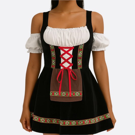 Vestido Dirndl para Damas - Sin Hombros - Material de Alta Calidad - Perfecto para Oktoberfest