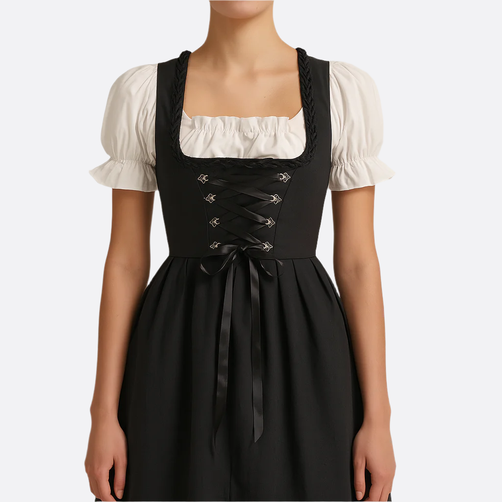 Dame Dirndl Vestido - Tejido Ligero - Look Tradicional de Oktoberfest