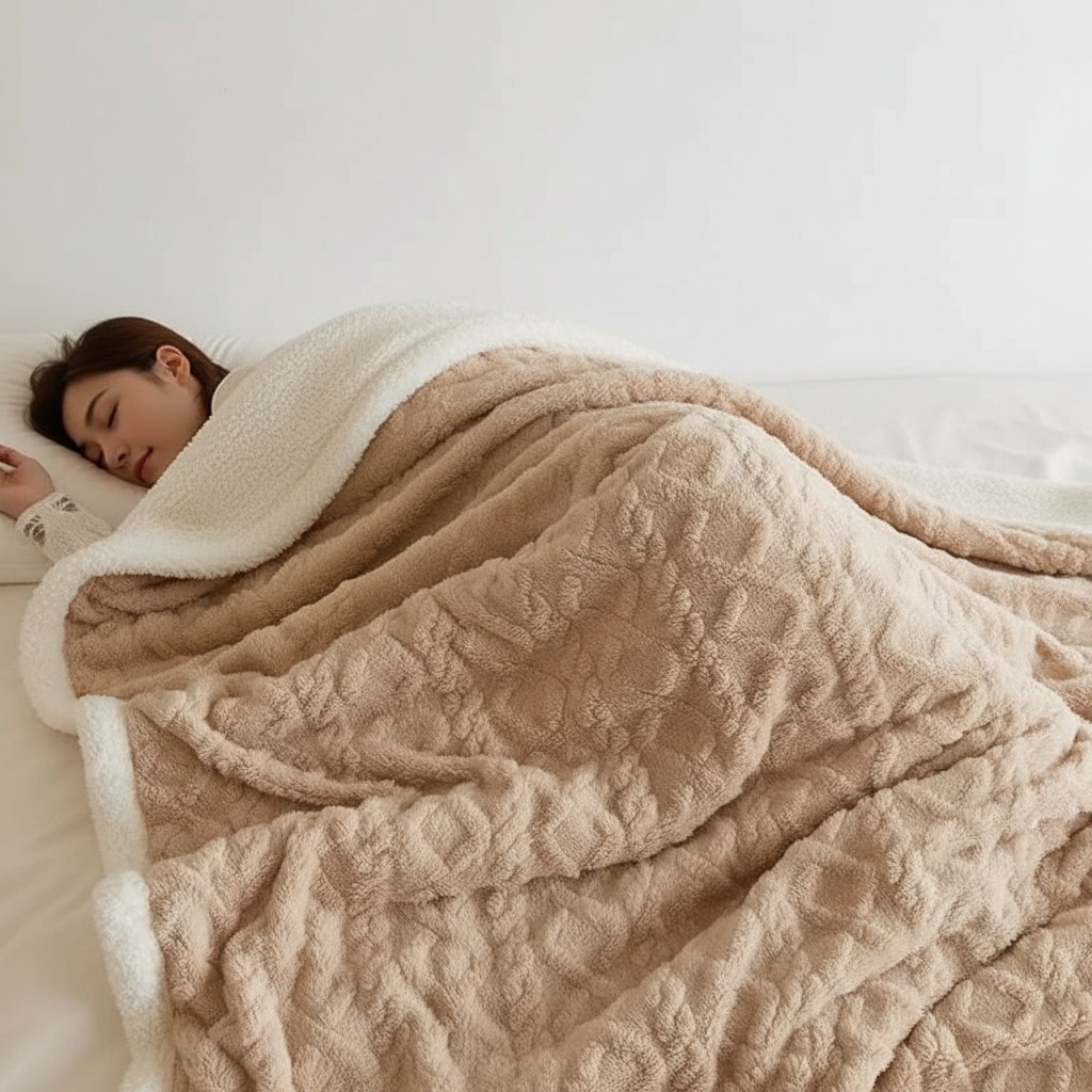 Manta Reversible WoolDream – Cree – Ultra Cálida y Elegante