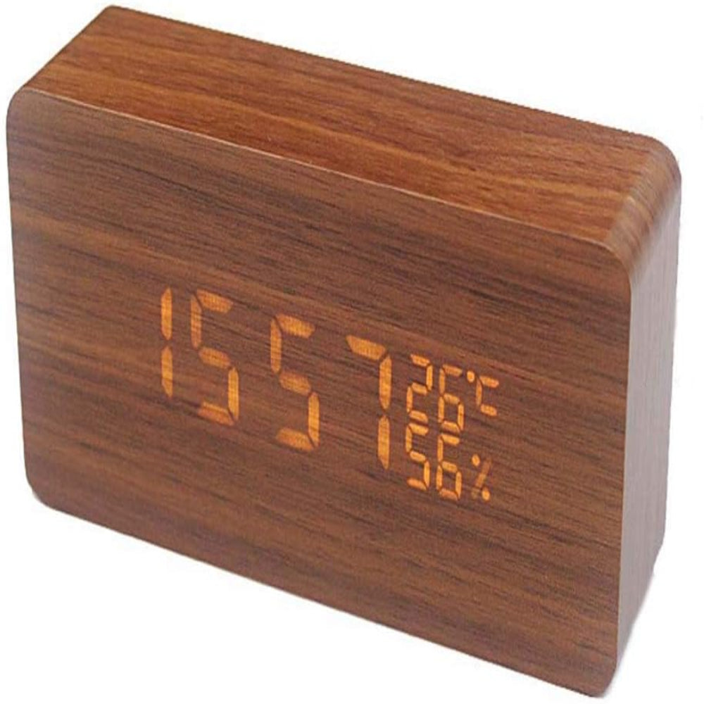 EchoWood - Reloj LED de Madera Inteligente con Voz