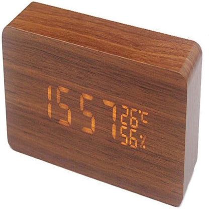 EchoWood - Reloj LED de Madera Inteligente con Voz