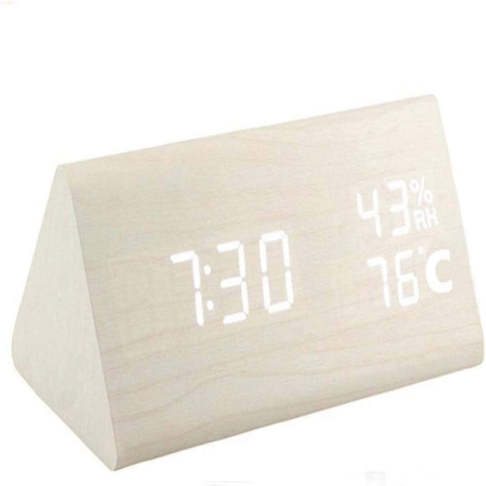 EchoWood Reloj LED de Madera con Control por Voz