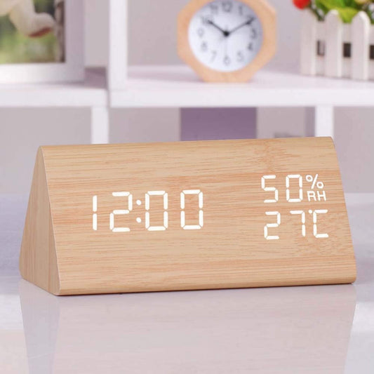 EchoWood - Reloj LED de Madera Inteligente con Voz