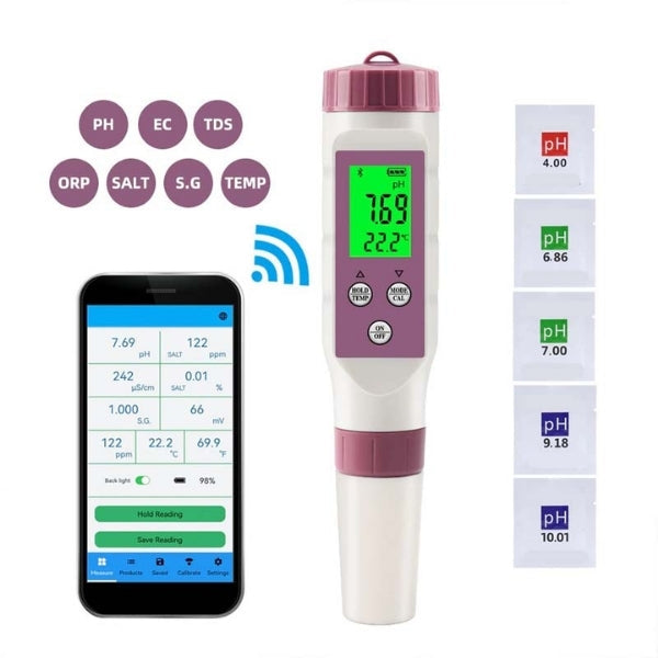 Probador Digital 7 en 1 de Agua para Piscinas y Spas