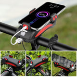 Luces de Bicicleta Recargables 4 en 1 - Powerbank - Soporte Teléfono - Claxon Electrónico