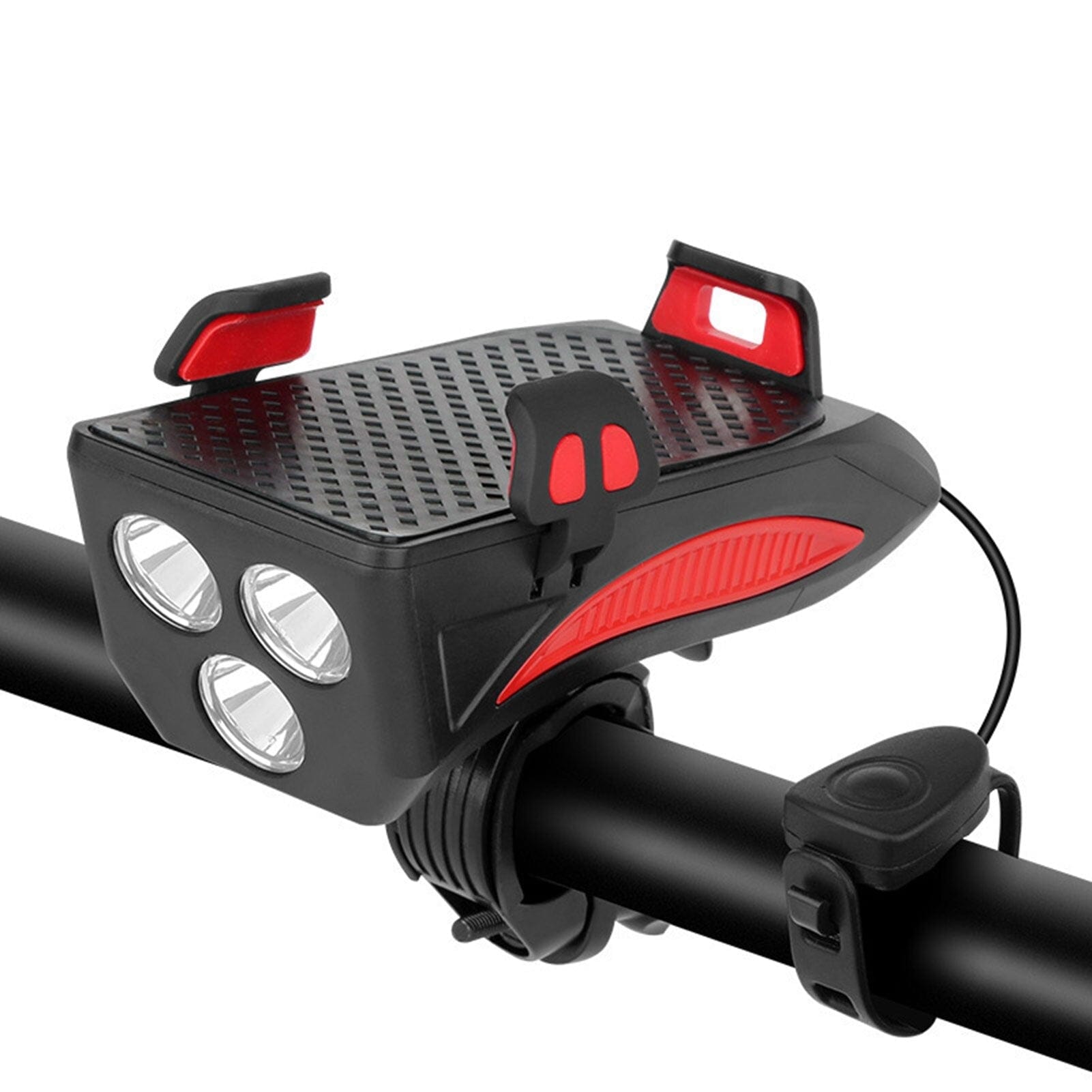 Luces de Bicicleta Recargables 4 en 1 - Powerbank - Soporte Teléfono - Claxon Electrónico