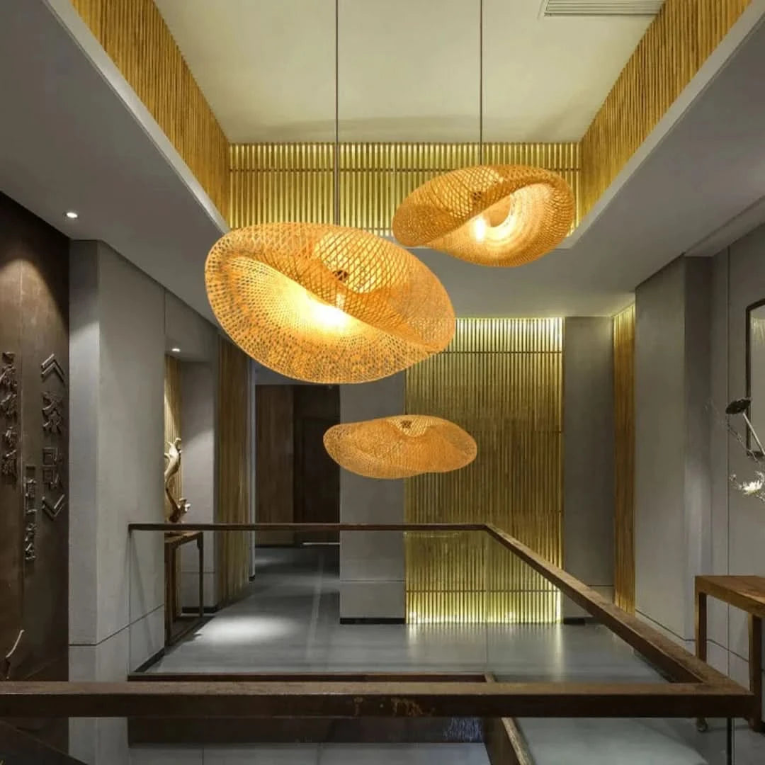Ecolantern - Lámpara colgante de LED de bambú vintage-Ceiling lamps-VyFlair
