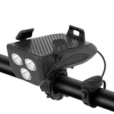 Luces de Bicicleta Recargables 4 en 1 - Powerbank - Soporte Teléfono - Claxon Electrónico