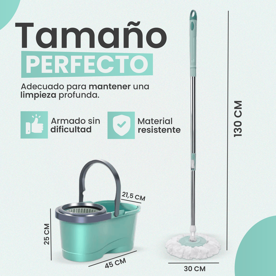 Fregona Giratoria Microfibra con Cubo y Escurridor