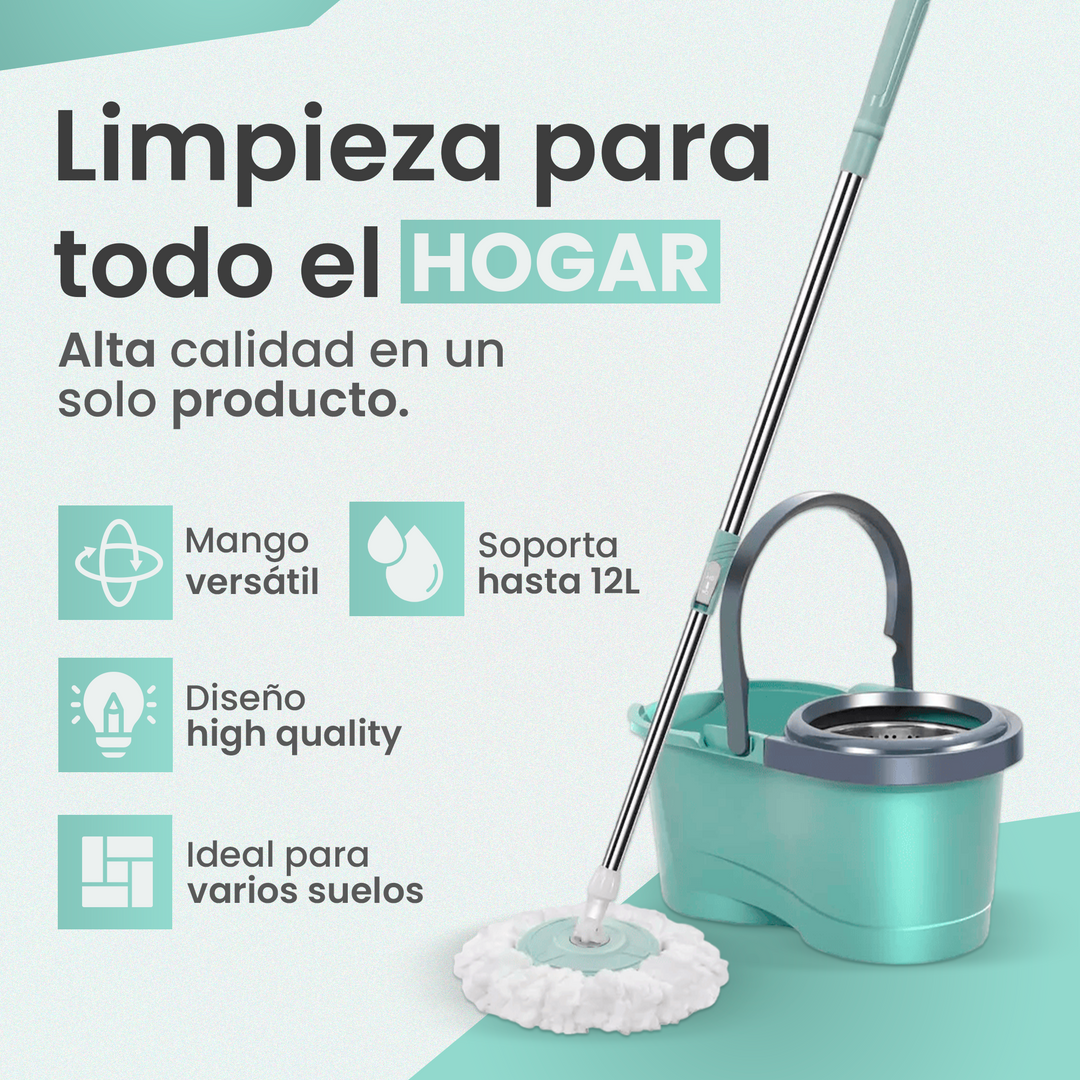 Fregona Giratoria Microfibra con Cubo y Escurridor