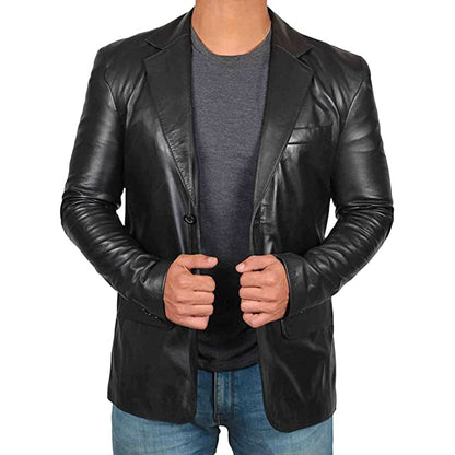 Chaqueta Blazer de Cuero Premium para Hombre de Corte Moderno