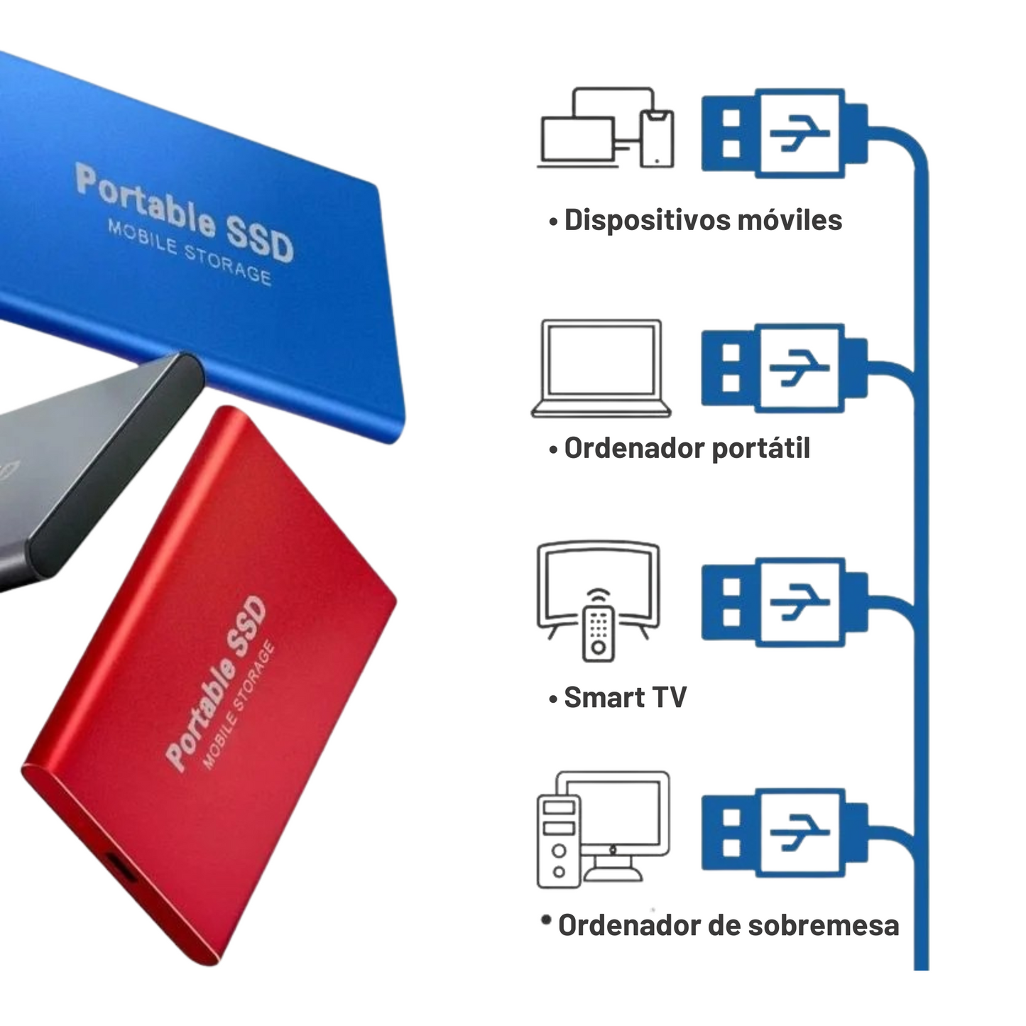 SSD Externo Portátil 2TB USB 3.1 Ultra Rápido