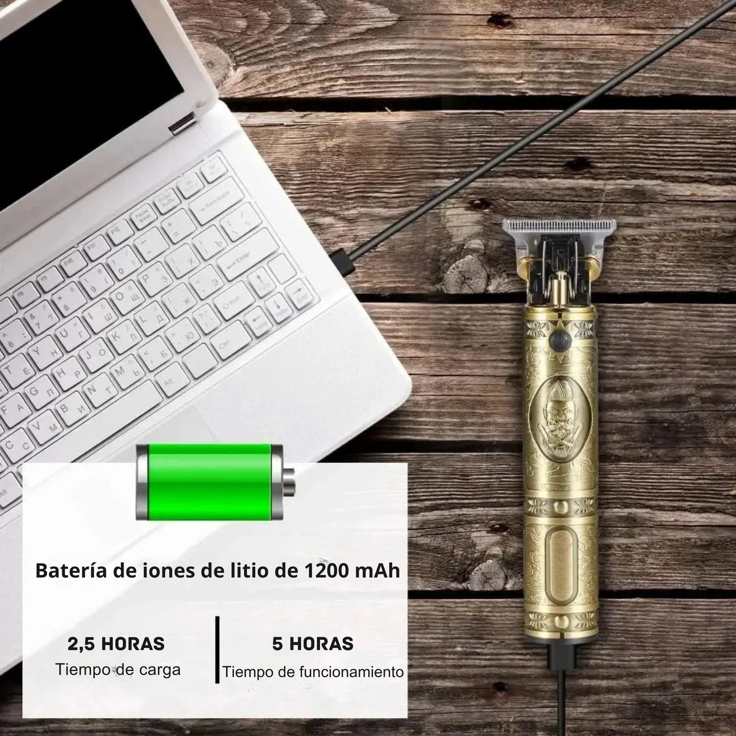 Recortador de cabello: acero inalámbrico y de acero inoxidable