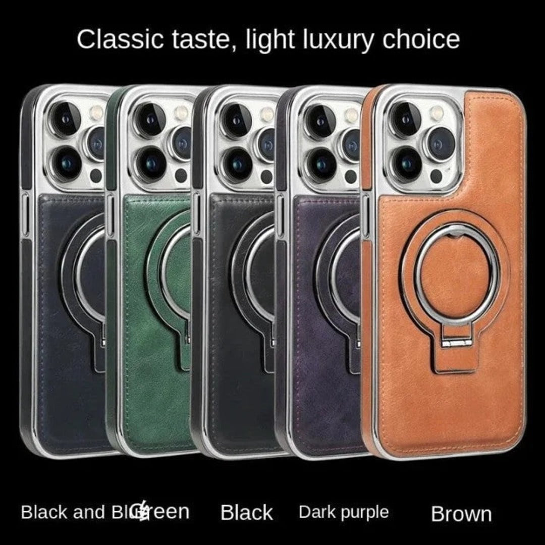 Luxury Leather Invisible Stand iPhone Case