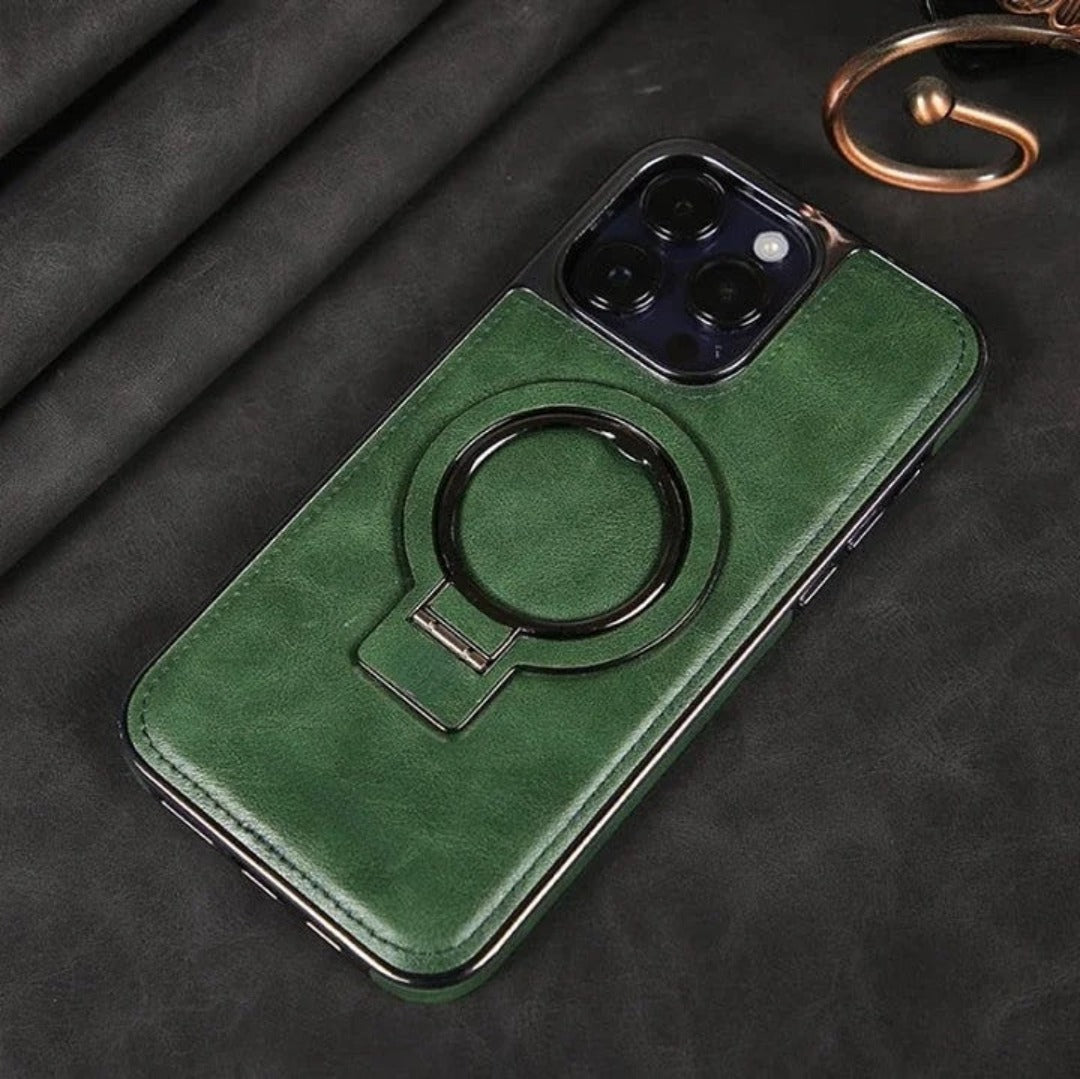 Luxury Leather Invisible Stand iPhone Case