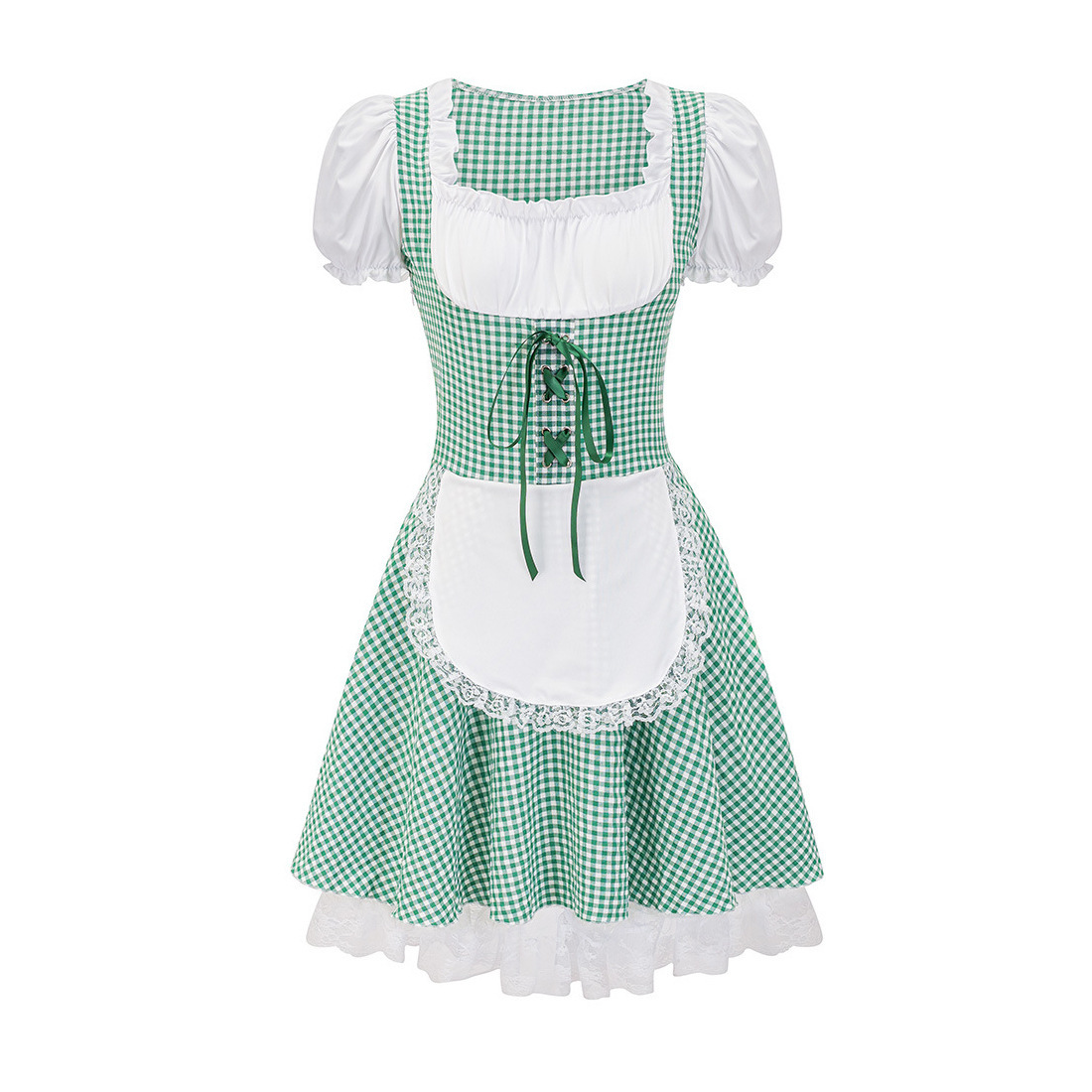 Dame Dirndl Vestido - A cuadros Sin Hombros - Vestido de Fiesta de Alta Calidad para Oktoberfest