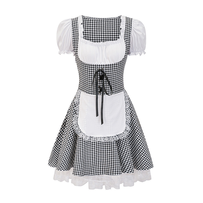 Dame Dirndl Vestido - A cuadros Sin Hombros - Vestido de Fiesta de Alta Calidad para Oktoberfest
