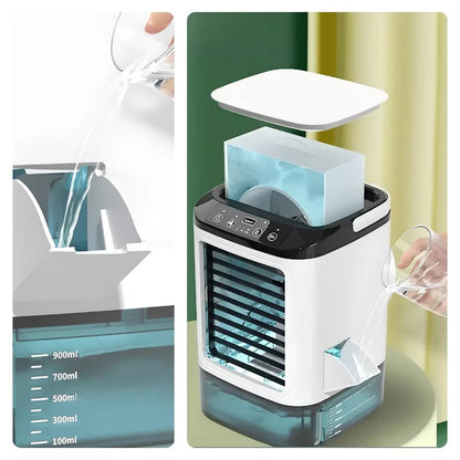 Enfriador de Aire Portátil - Humidificador - Luz Nocturna Integrada