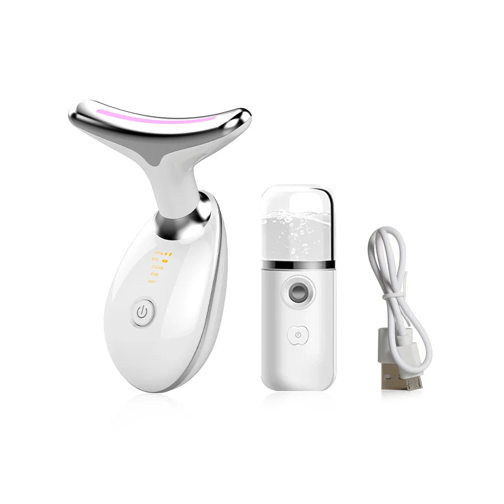 AgeDefy - Masajeador de Cuello y Cara EMS con Terapia LED para Afirmar la Piel