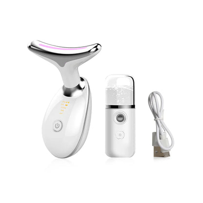 AgeDefy - Masajeador de Cuello y Cara EMS con Terapia LED para Afirmar la Piel