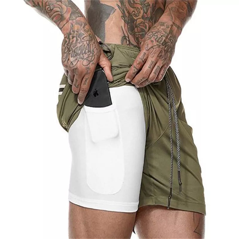 Pantalones Cortos de Gimnasio - Bolsillo para Teléfono - Forro Cómodo