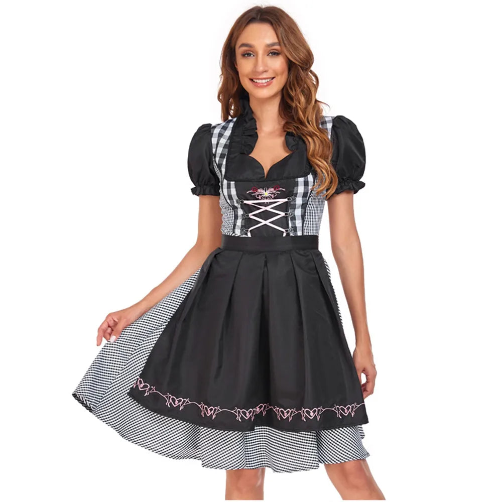 Vestido Dirndl para Dama - Comodidad Transpirable - Negro Tradicional - Listo para Oktoberfest