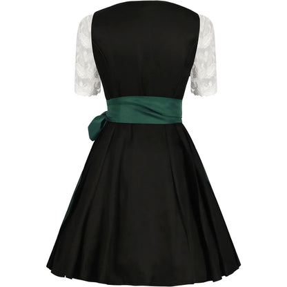 Vestido Dirndl para Mujeres - Tejido Ligero - Verde y Negro - Listo para Oktoberfest