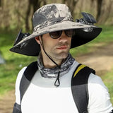 Sombrero de Pesca con Ventilador Solar Recargable