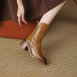 Zapatos de Cuero con Tacones Medios - Elegantes - Cómodos - LUXE-Zapatos - Mujer-VyFlair