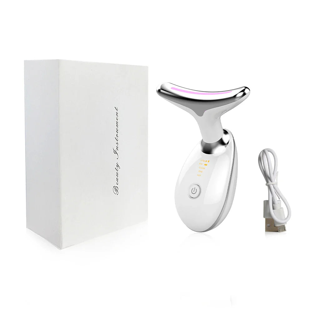 AgeDefy - Masajeador de Cuello y Cara EMS con Terapia LED para Afirmar la Piel