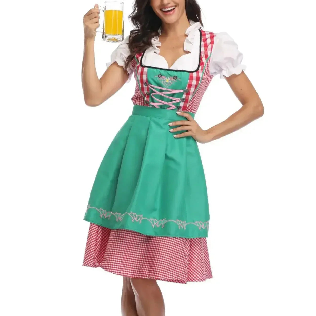 Vestido Dirndl para Damas Oktoberfest - Material Suave - Estilo Clásico - Vestido de Fiesta Tradicional Detallado