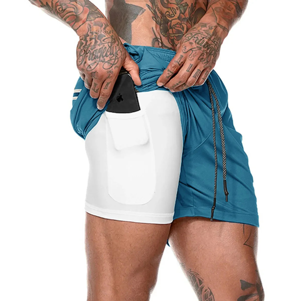 Pantalones Cortos de Gimnasio - Bolsillo para Teléfono - Forro Cómodo