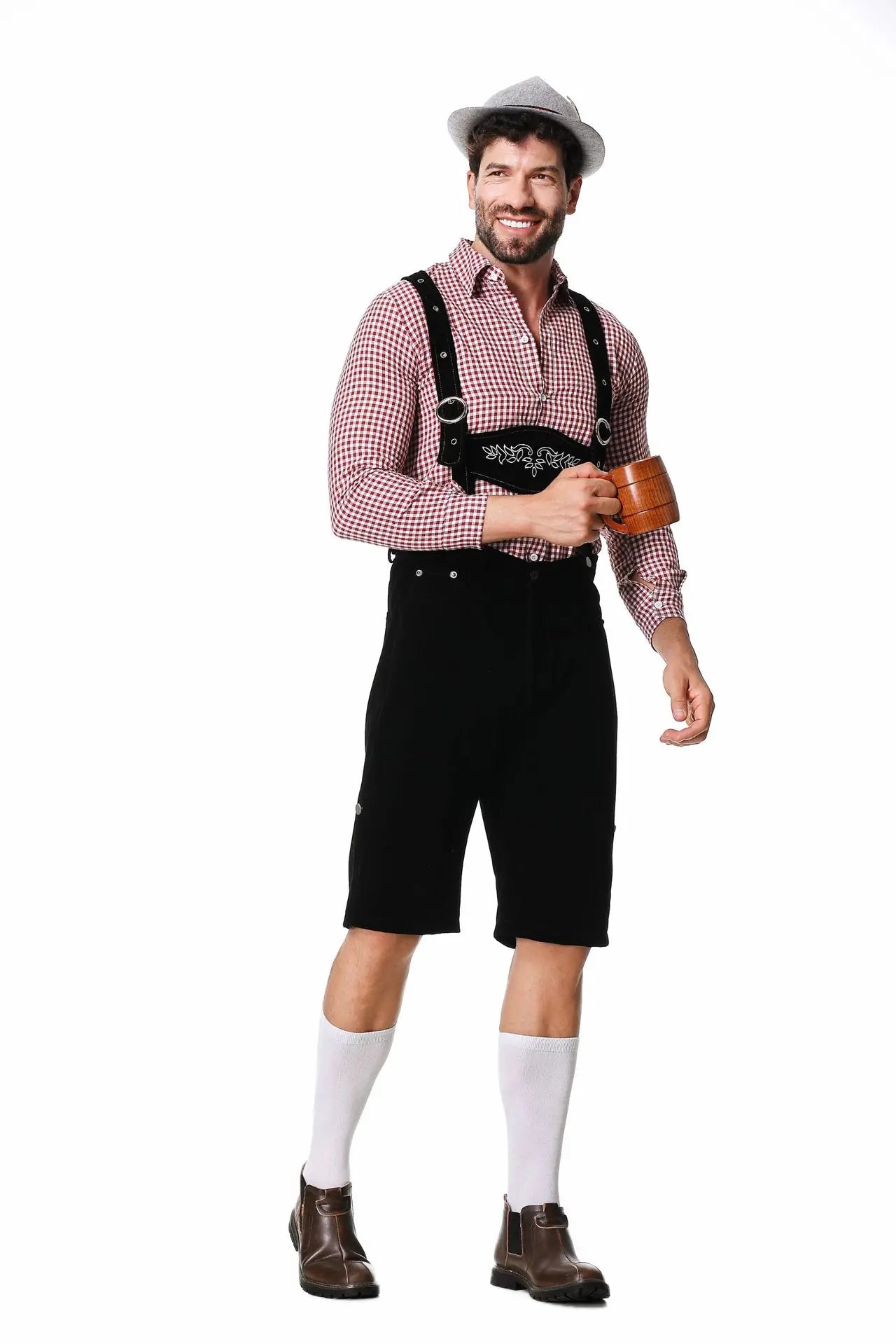 Pantalones Trachten para Hombre con Tirantes - Cuero - Listo para Oktoberfest