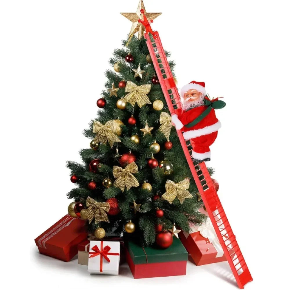 Papá Noel Ascendente Automático – Decoración LED Musical para Árbol de Navidad
