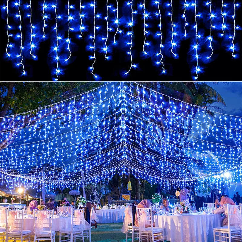Cascada de Luces LED Navideñas 5M – Multicolor Impermeable para Interior y Exterior