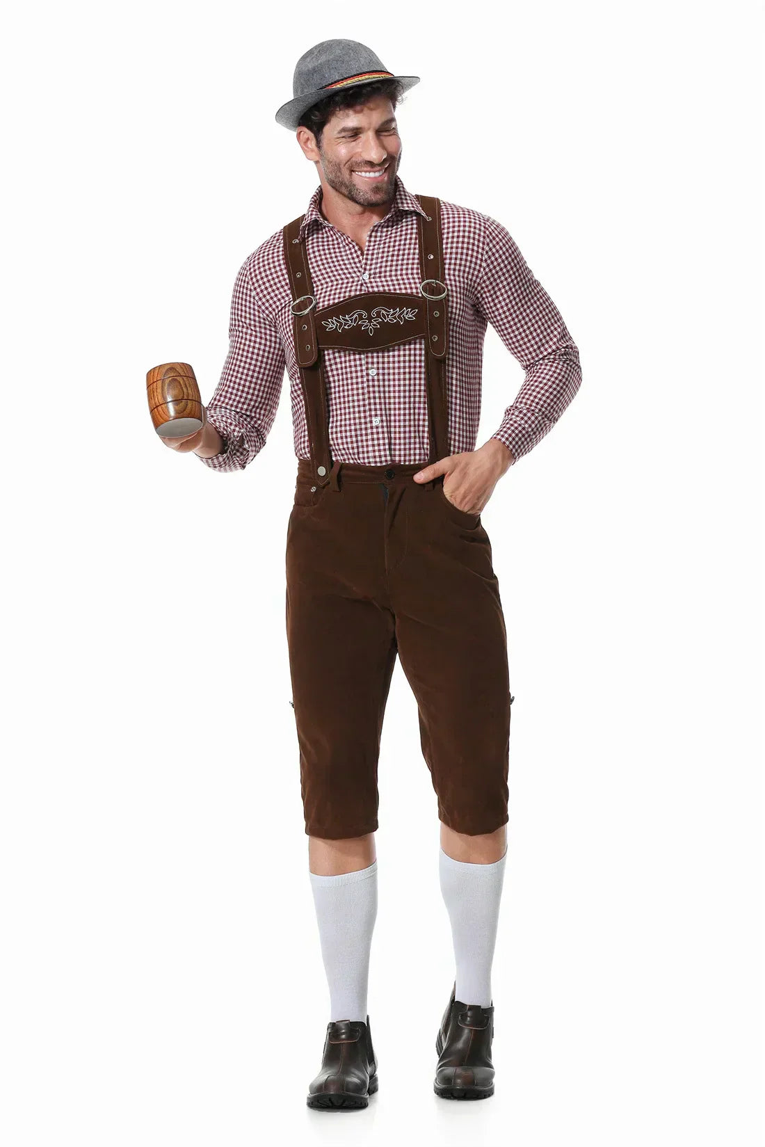 Pantalones Trachten para Hombre con Tirantes - Cuero - Listo para Oktoberfest