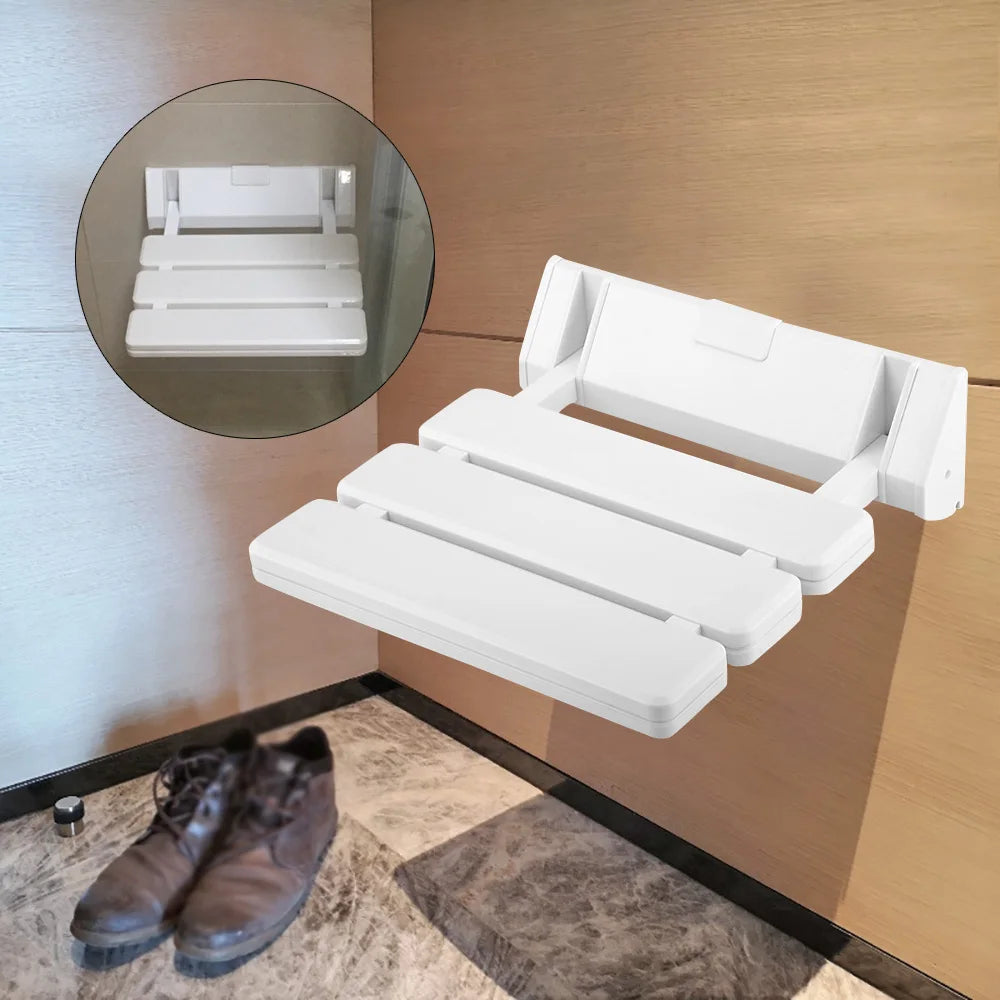Asiento de ducha plegable - banco seguro montado en pared - ahorro de espacio