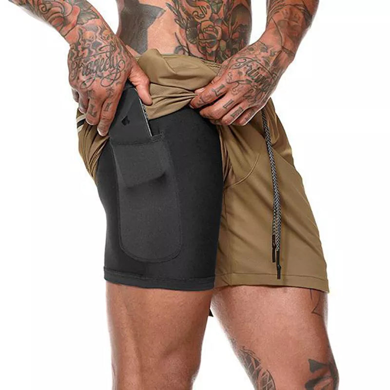 Pantalones Cortos de Gimnasio - Bolsillo para Teléfono - Forro Cómodo