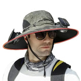 Sombrero de Pesca con Ventilador Solar Recargable