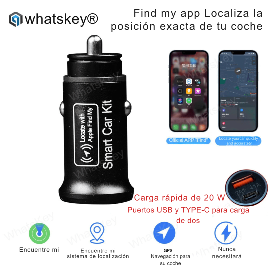 Cargador de coche USB AP200 - Cargador rápido de 20W con rastreador GPS-Rastreadores-VyFlair