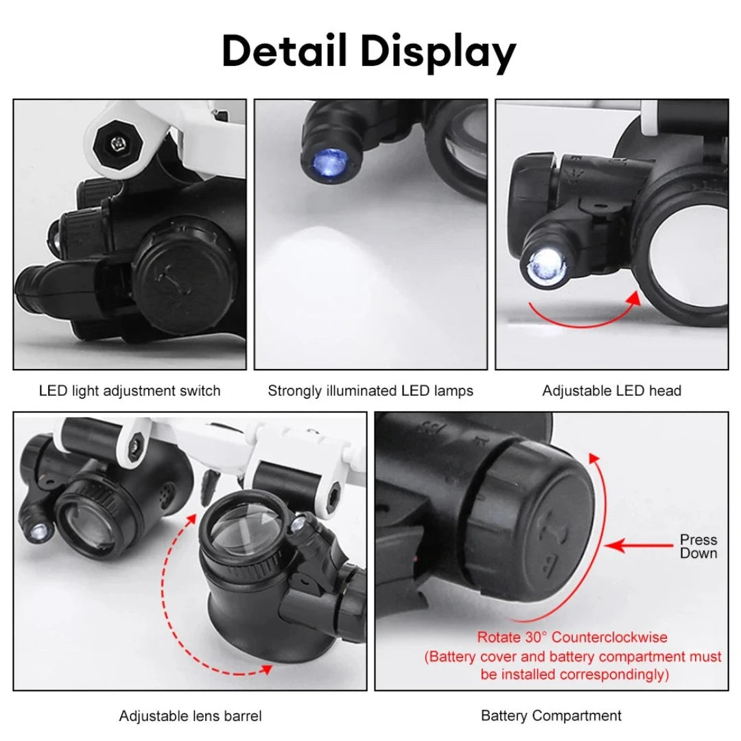 LED Glasses Magnifying Glass