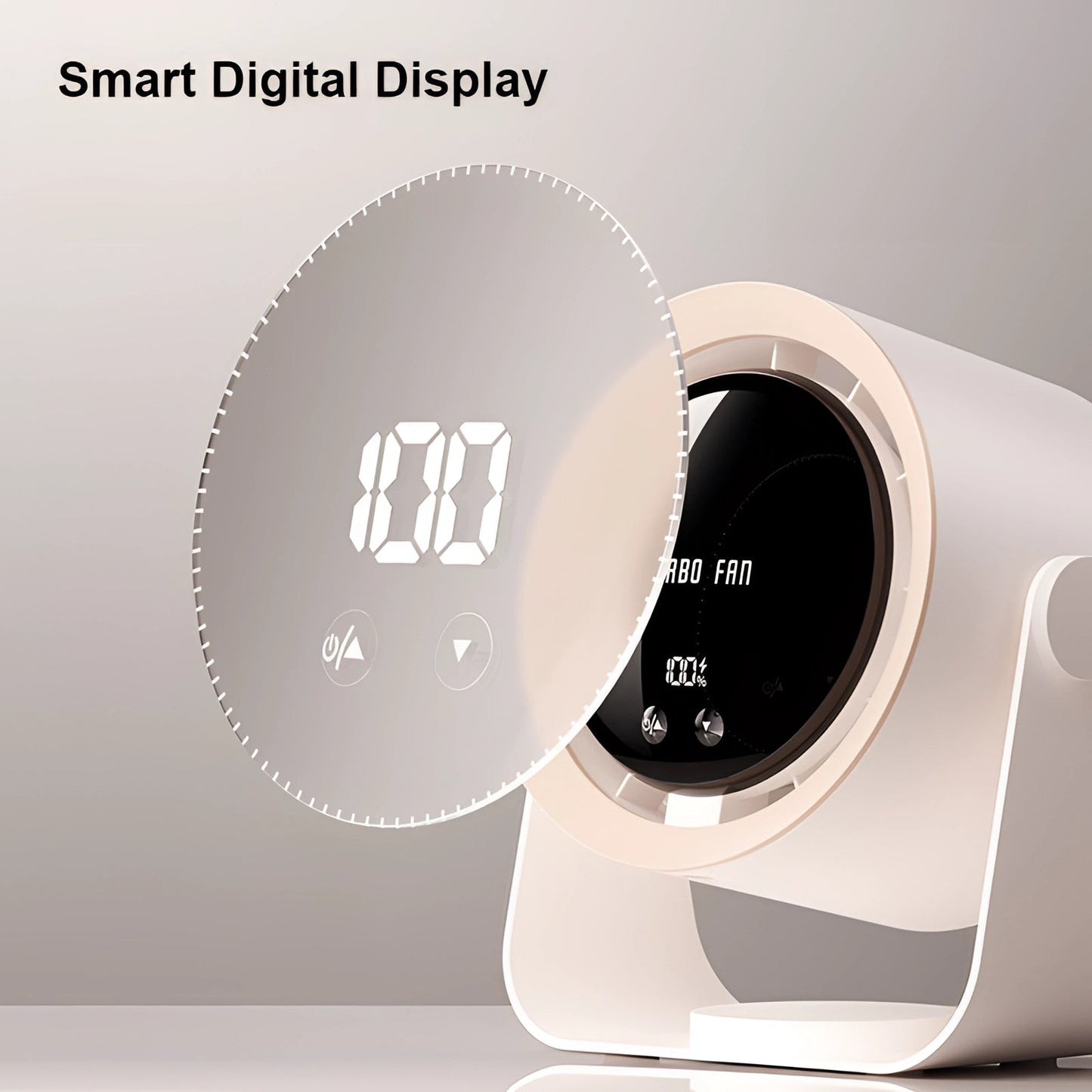 Ventilador Turbo Sin Aspas – Compacto, Silencioso con Pantalla LED