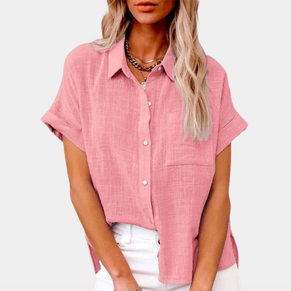 Blusa de Algodón-Lino Ligera para Damas