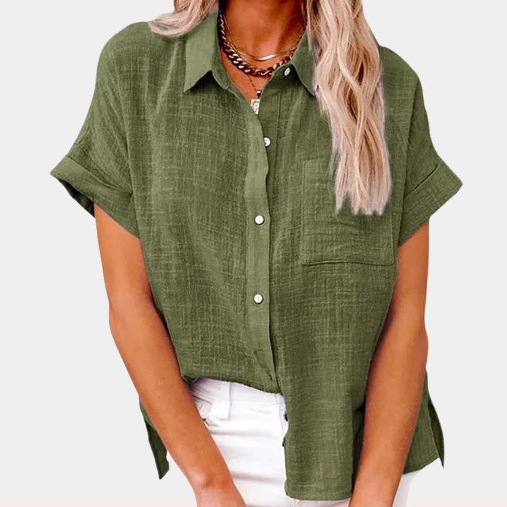 Blusa de Algodón-Lino Ligera para Damas